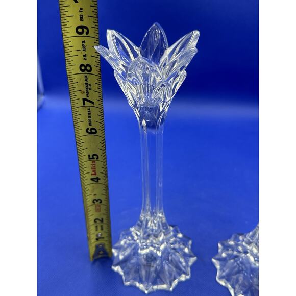 LENOX Crystal Candlesticks Tapered Candle Holder Long Stem 9” Tall - Lot Of 2 - Picture 9 of 11